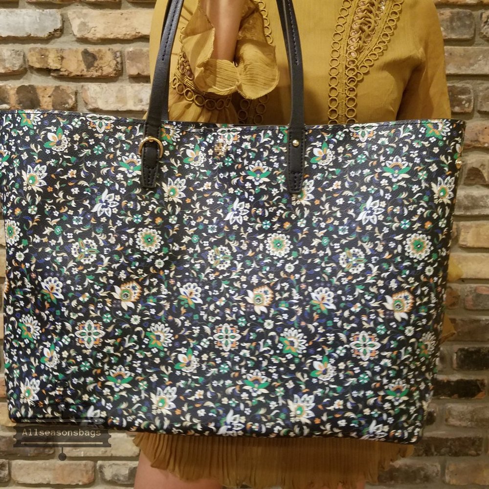 Tory Burch Kerrington Square Tote Navy Soleil NWT